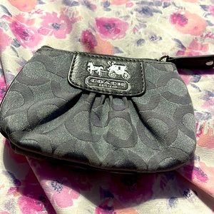 Grey coach monogrammed change purse with a key ring used once